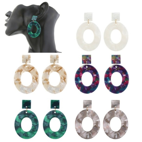 NWOT Rainbow Tortoise Shell Oval Earrings - Picture 10 of 10